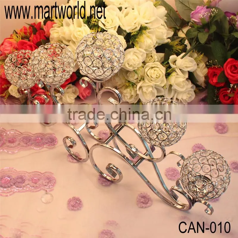 silver fashionable wedding candelabra, candle holders for wedding table center pieces,crystal table center piece(CAN-015)