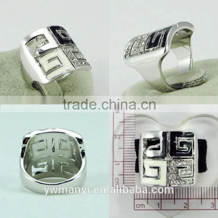 2016 fashion colorful silver alloy four G unique ring silver jewelry R0152