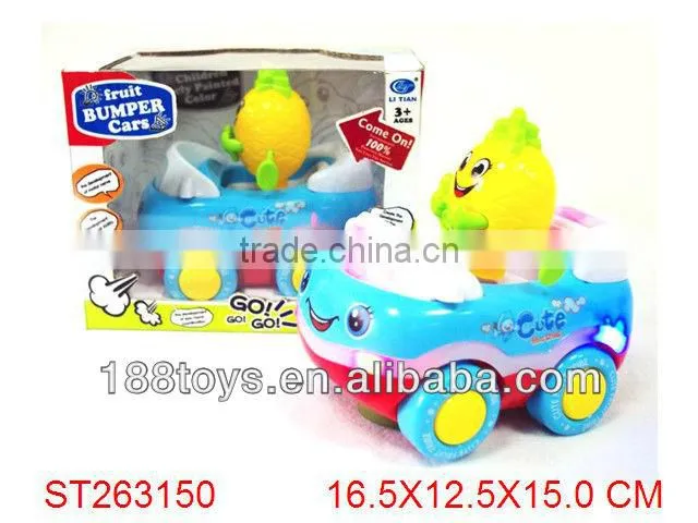 Cartoon B/O car with lights & music,funny fruit bumper car