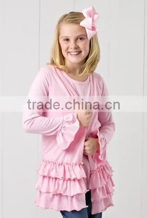 Stylish Long Sleeve ruffled children Cardigan Buttonless girls cardigan