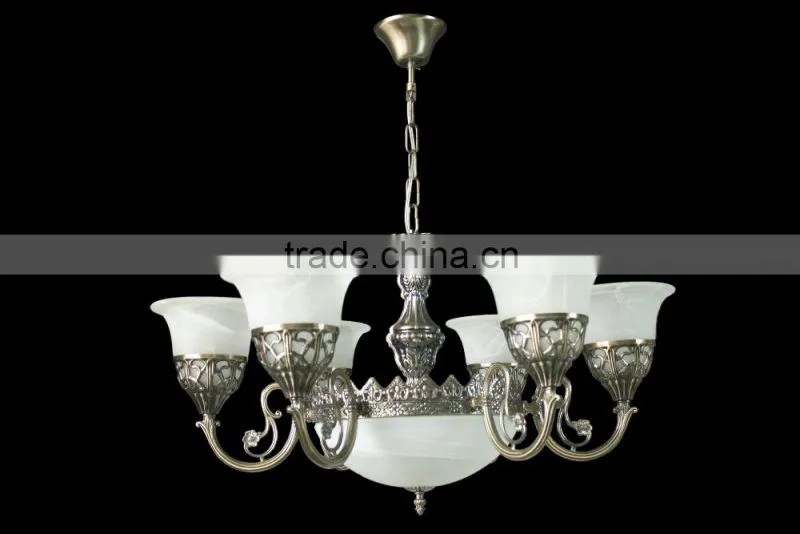 Traditional handmade flower glass ball and metal chandelier lighting