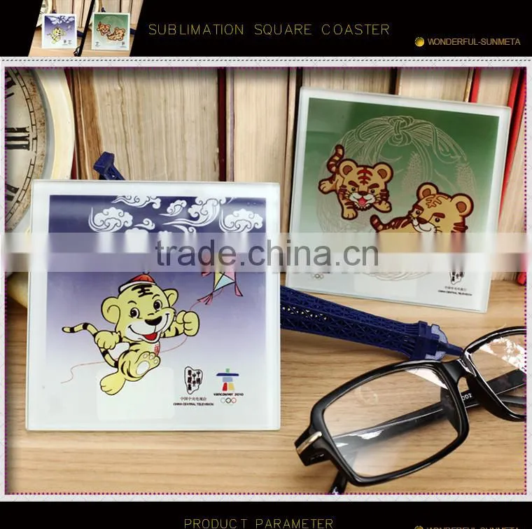 Sunmeta factory directly blank sublimation Square glass coaster BL-17A