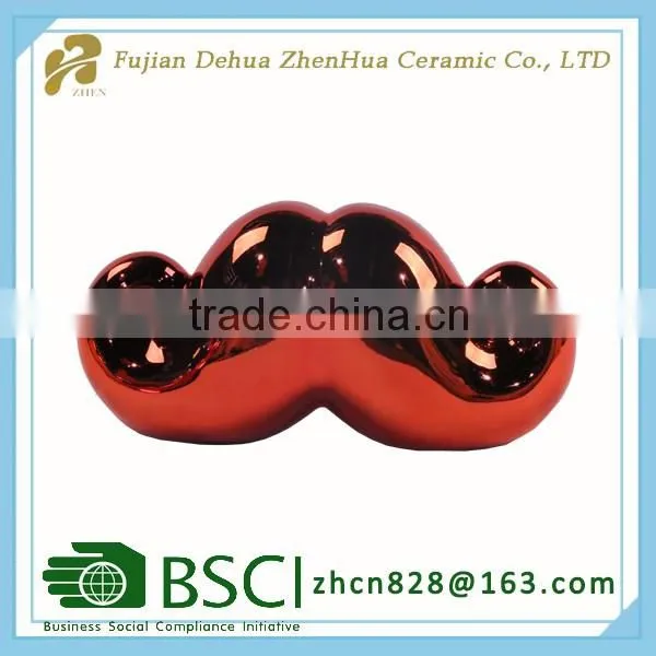small mustache desgin ornament ceramic piggy bank