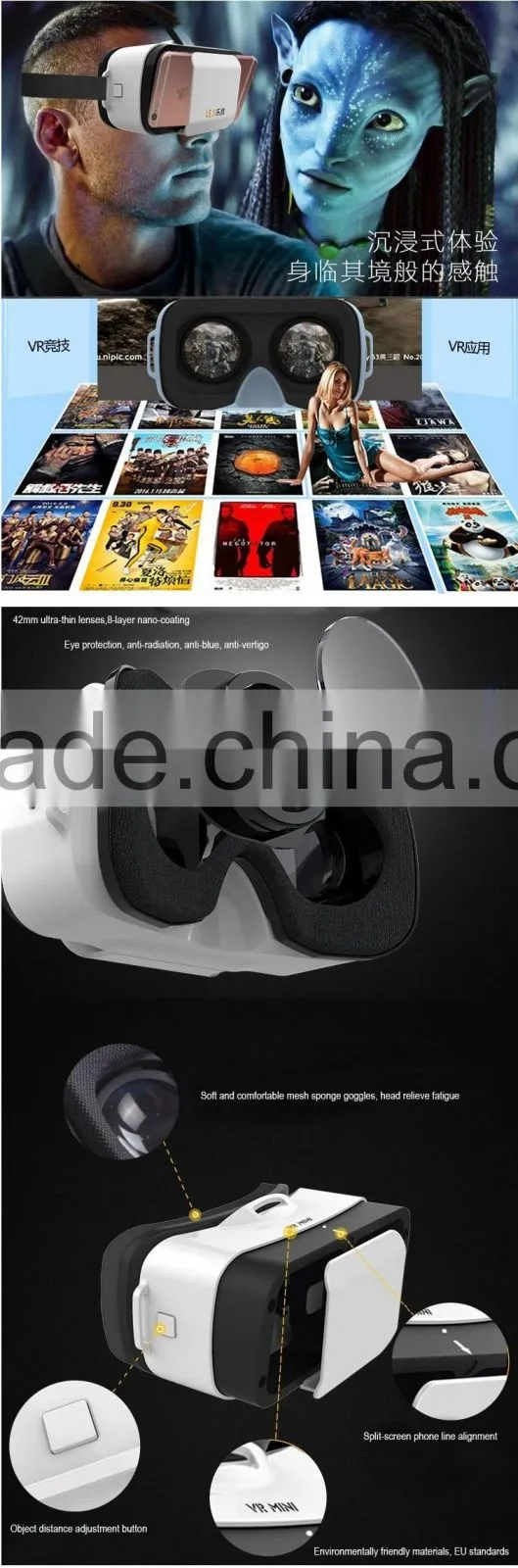 2016 New Coming Vr box 3.0 Leji 3d glasses with best price vr box from China