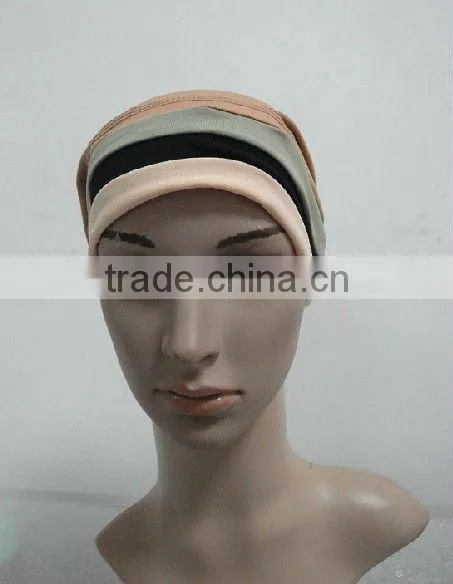 C004 new muslim underscarf with 3 lines,cotton underscarf and hats