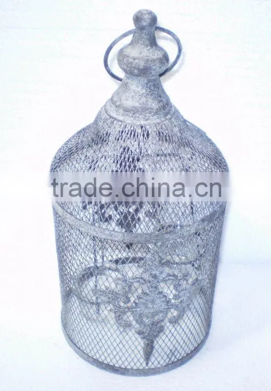 8009237F- round metal wire candle lantern