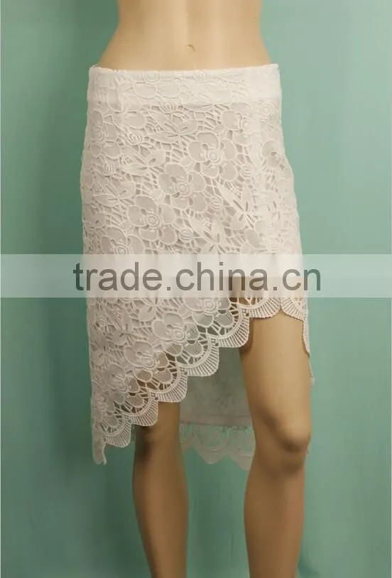 2016 S/S short fancy designs ladies unique white lace long skirts