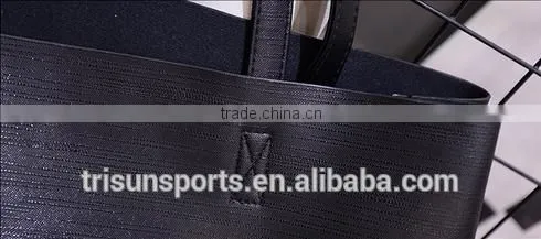 new girl's black leather simple handbag for handout and travel