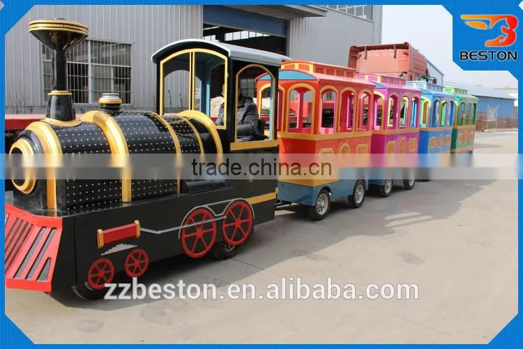 Factory direct high quality amusement park rides diesel trackless tourist train for sale with different colors