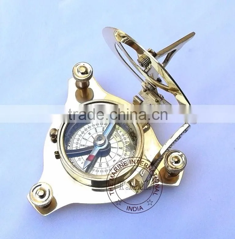 SUNDIAL COMPASS - BRASS SUN DIAL COMPASS - NAUTICAL VINTAGE 3" SUNDIAL - MARINE GIFT