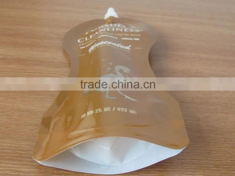 Stand up liquid soap packaging bag
