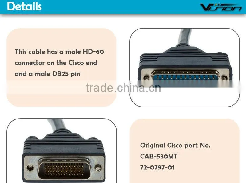 10FT Cisco HD60 to DB25 DTE male CAB-530MT RS530 Cable