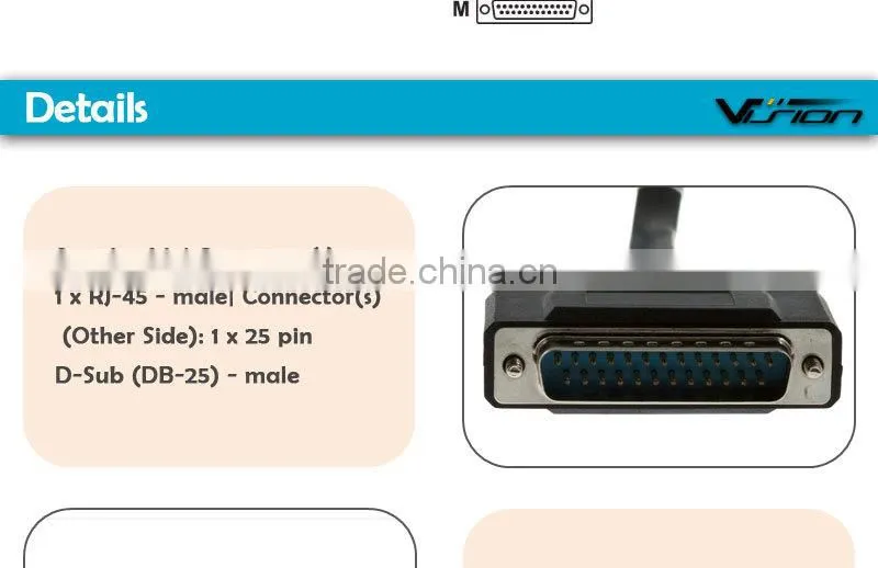 Cisco DB25 to RJ45 CAB-CONAUX Modem/Console Cable, 72-3663-01
