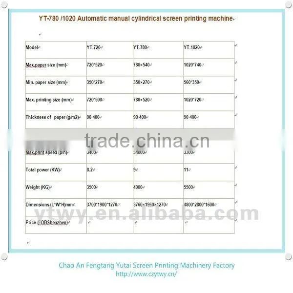 YT-780 sticker rotary screen printing machine