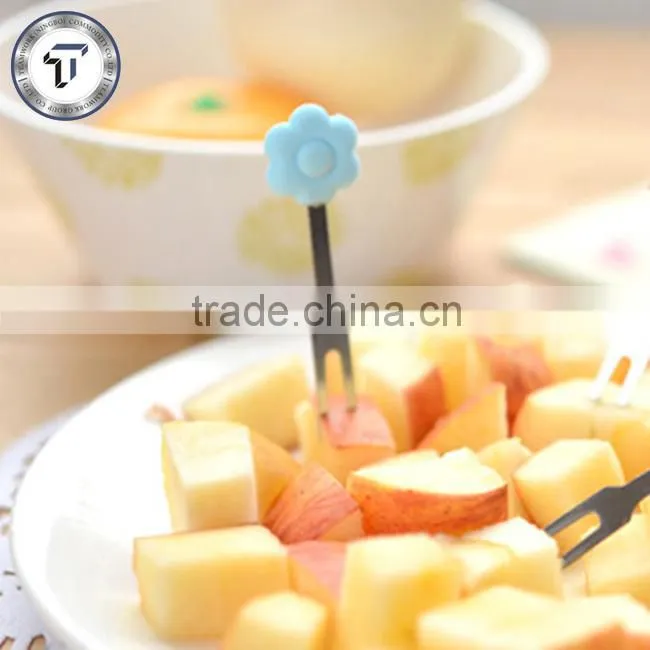 Cute sunflower shape stainless steel silicone fork