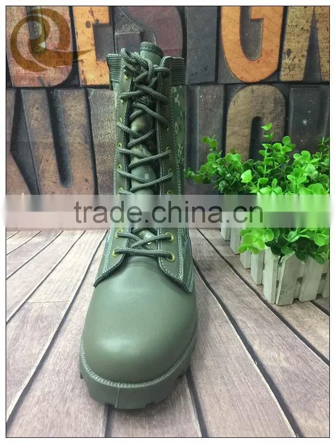 Army green camouflage tactical boots with zipper for army