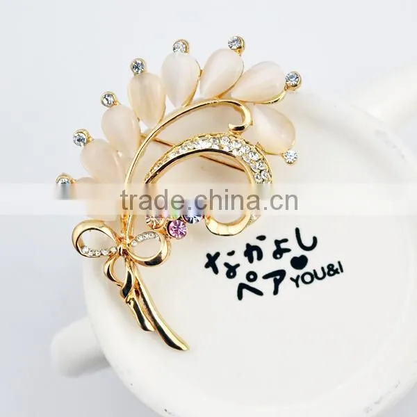 Bowknot bouquet alloy crystal brooch custom mental pin pins