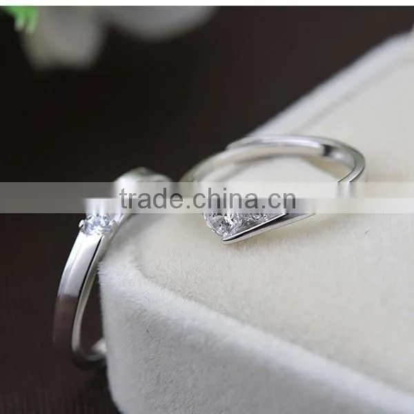 Factory Wholesale S925 Silver AAA cubic zircon Couple rings opening shape fashion gift