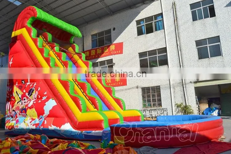 Giant inflatable water slide for kids and adult, used inflatable water slide pool for sale