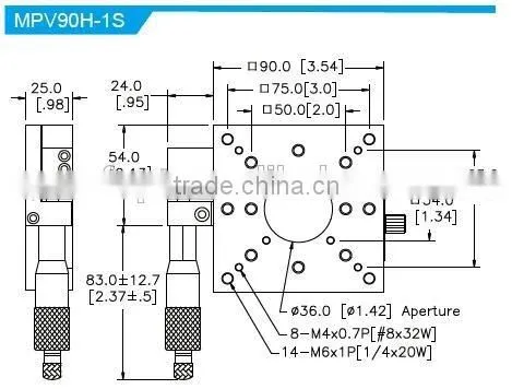 MPV90H-1CA load capacity 25kg/high load capacity 1"Travel Range Linear Stages (Center Hole) for Lab