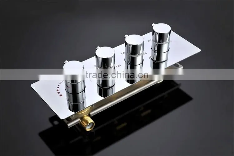 Contemporary High Pressure 4 Handle 3 Way In Wall Bath Shower Faucet Hot Cold Mixing Water Control Valve