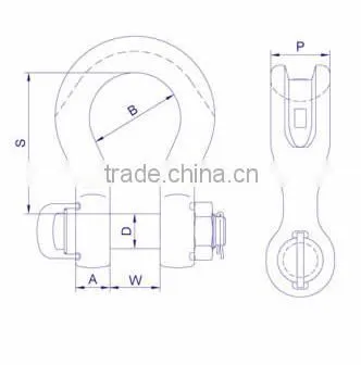 China Supplier 55-1500 ton heavy duty Flat Bow Shackle