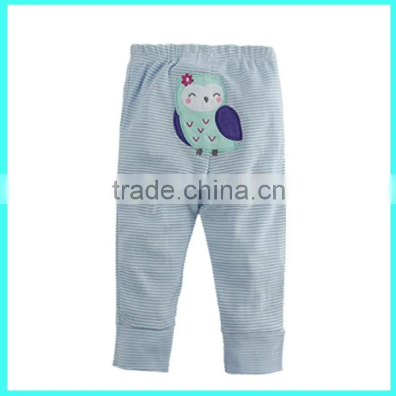 Hot sale 100% cotton cute embroirdery kids / children / baby pants for autumn