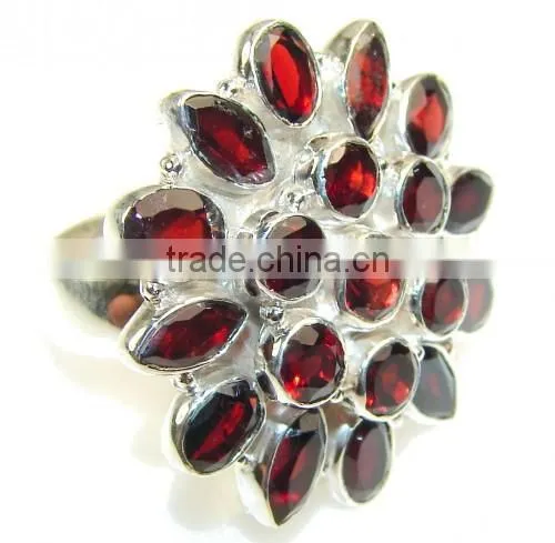 Multi gemstone Natural garnet ring, 925 sterling silver wholesale best price