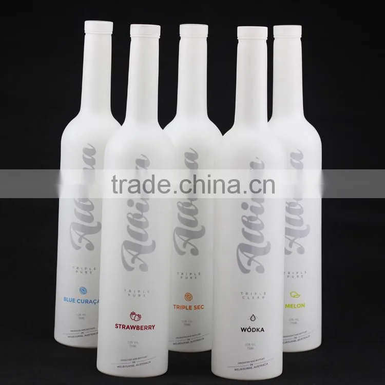 750ml frosted spirit bottle manufacturer matte white vodka glass bottle custom rum bottle