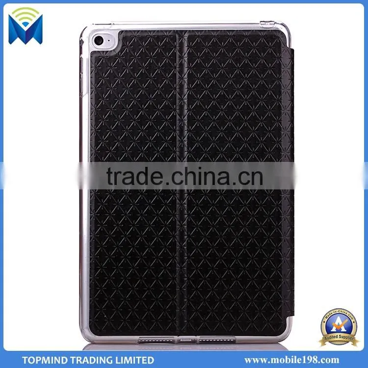 Diamond-shaped Style Flip Wallet Leather Case for iPad Mini 4 with Window View