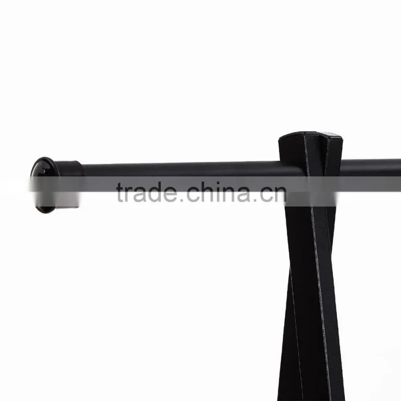 Black Metal Coat Hat Rack 2-tier Garment Drying Rack Clothes Shoe Organizer