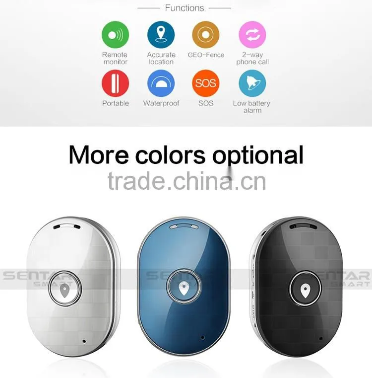 Fashion type Black/White/Blue colors mini waterproof GPS tracker for people/pet/luggage