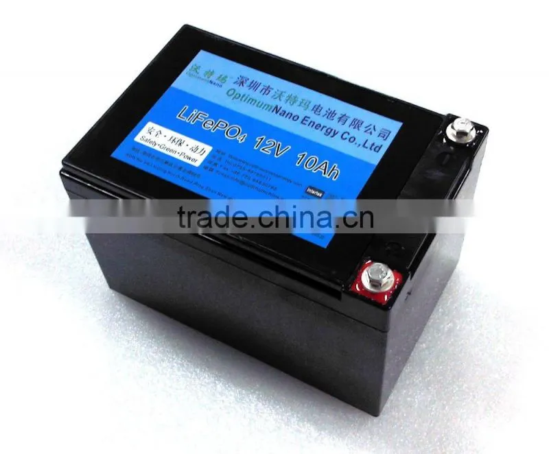 Hot selling wohlesales factory quality LiFePo4 12V/10Ah rechargeable battery pack