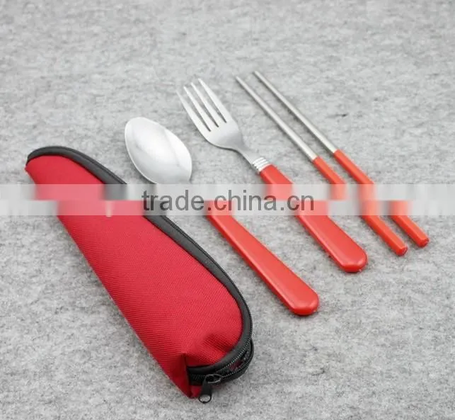 3pcs set stainless steel cutlery set, spoon , fork and chopsticks