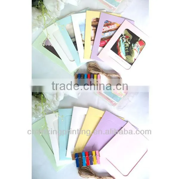 6'' Colorful Washing Line Hanging Gallery on Line Square Paper Photo Frame