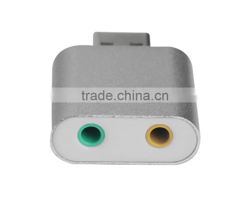 Aluminum alloy sound card adapter, virtual 7.1 channel usb sound adapter, 7.1 channel sound card