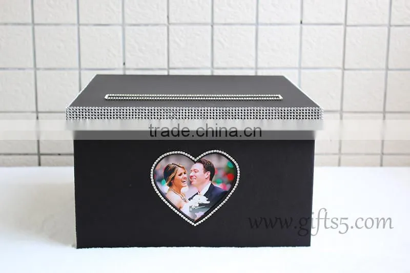 Elegant black wedding money box in handmade with photo frame wedding decorations