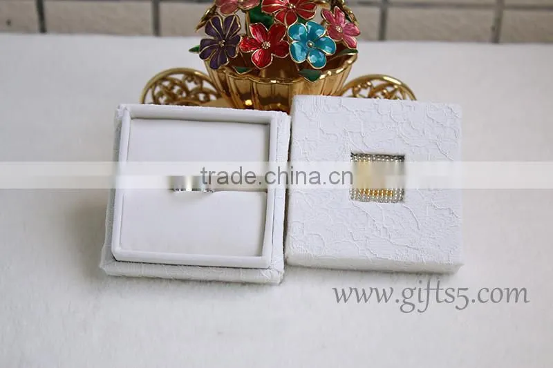 2016 New design wedding ring boxes ring jewelry box with beaded name plate of S