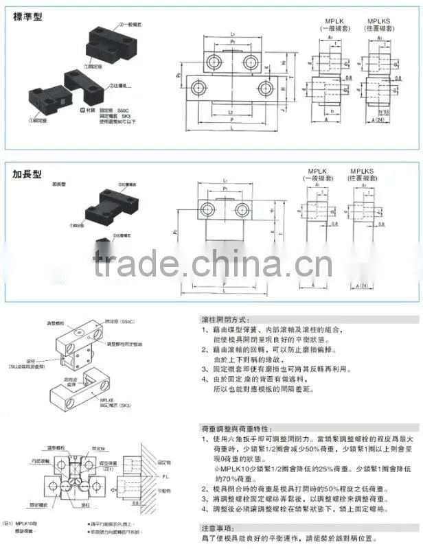 mold component roller lock set