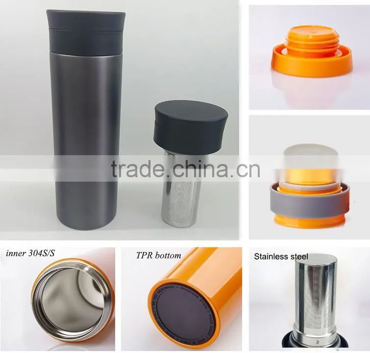BPA free hot coffee drinking vacuum thermal flask with infuser