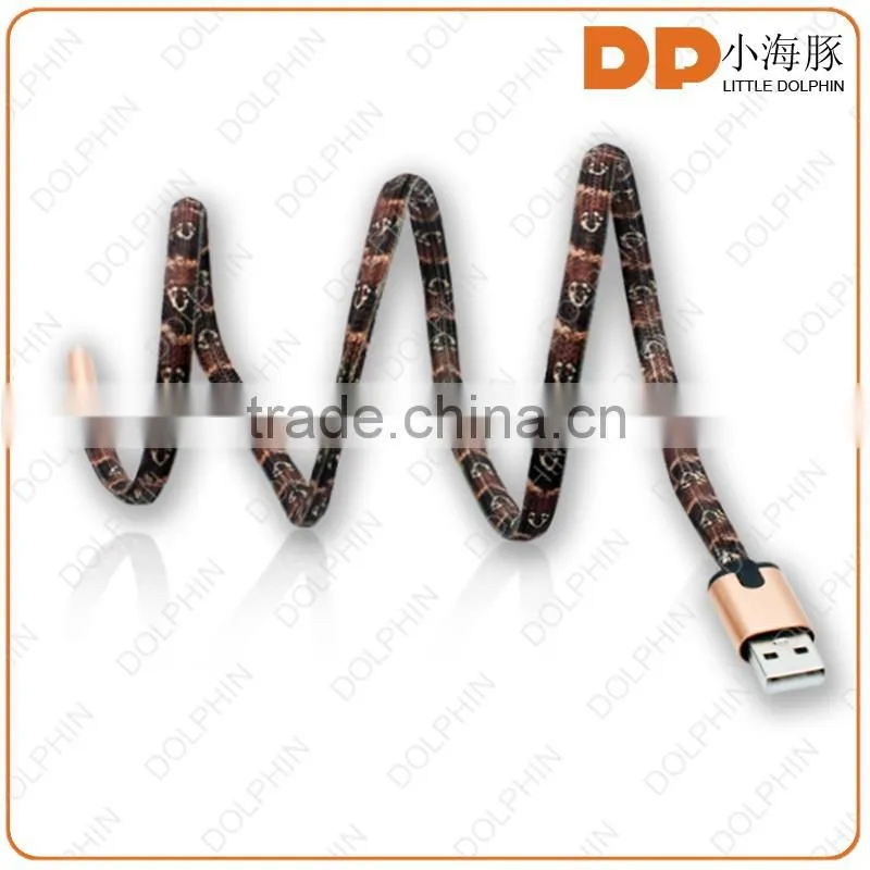 new model shoelace LED charging cable OEM 2 in 1 usb cable