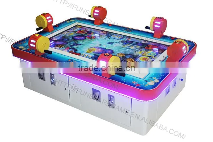 Funshare 6 players coin operated arcade fishing game machine fish hunter with rocker bar