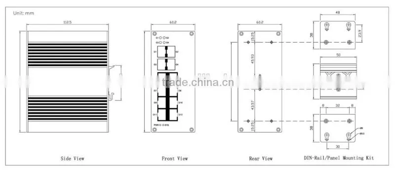 4x1000M FX(SFP Slot) + 8x10/100/1000MBase TX Full Gigabit Industrial Switch IP-Camera, Intelligent Transportation i712A