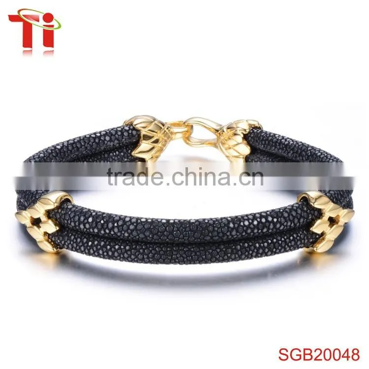 fashion leather bracelets men stainless steel jewelry allibaba com 4mm stingray cord 18k gold plated bangle