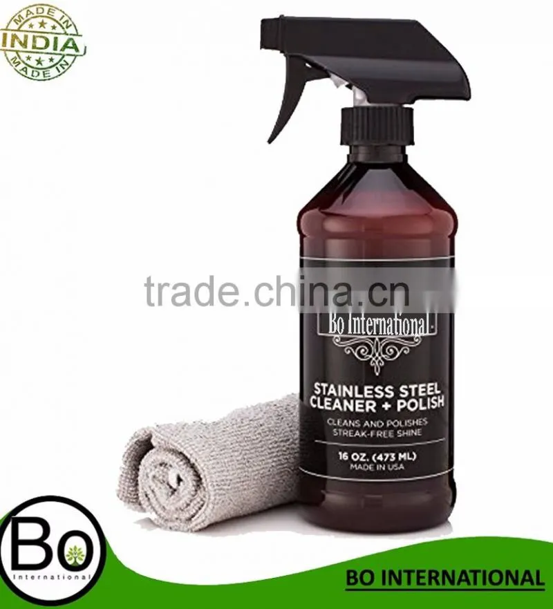 Stainless Steel Cleaner & Polish - Includes Large Microfiber Cloth, 16 fl oz