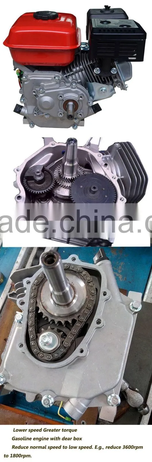 Horizontal type 4 stroke air cooled single cylinder agriculture use gasoline 168F-L small engine with gearbox
