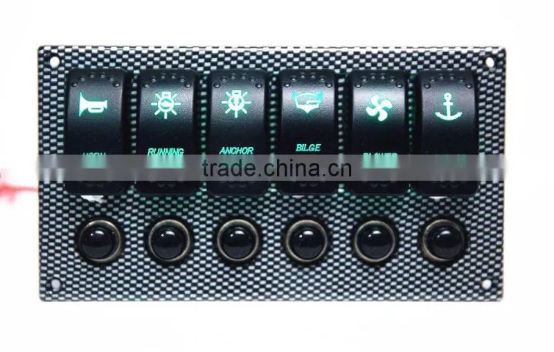 6 Gang thermals overload protector rocker switch panel
