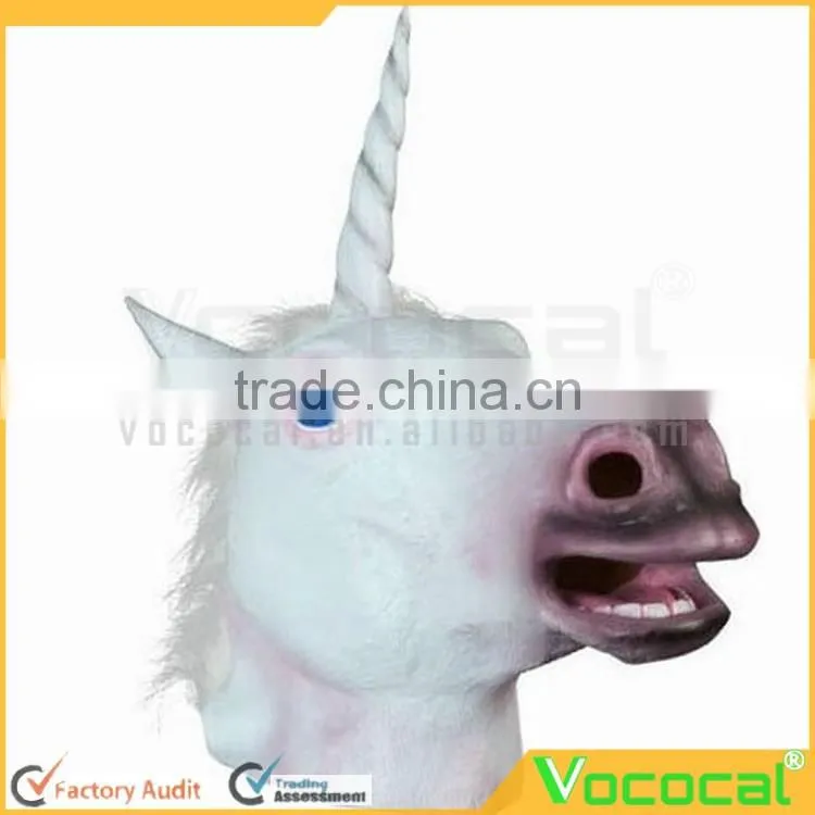 White Rubber Unicorn Cosplay Halloween Mask for Masquerade Carnival Halloween Costume
