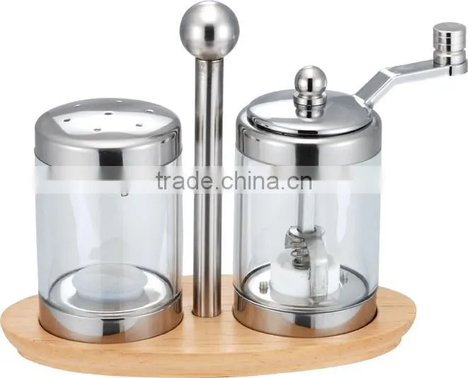 Wholesale 4 PCS Stainless Steel Condiment Set With Stainless Rack BSCI