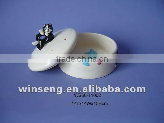 hot selling Cat and Fish decorative ceramic cake holder